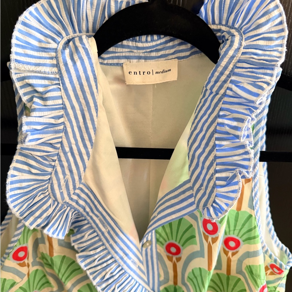 Entro Blue and White Patterned Dress - Picture 2 of 4
